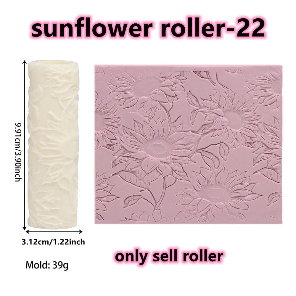 Rouleau à embosser motif tournesol, rouleau texturé floral pour la fabrication de bougies et de savo