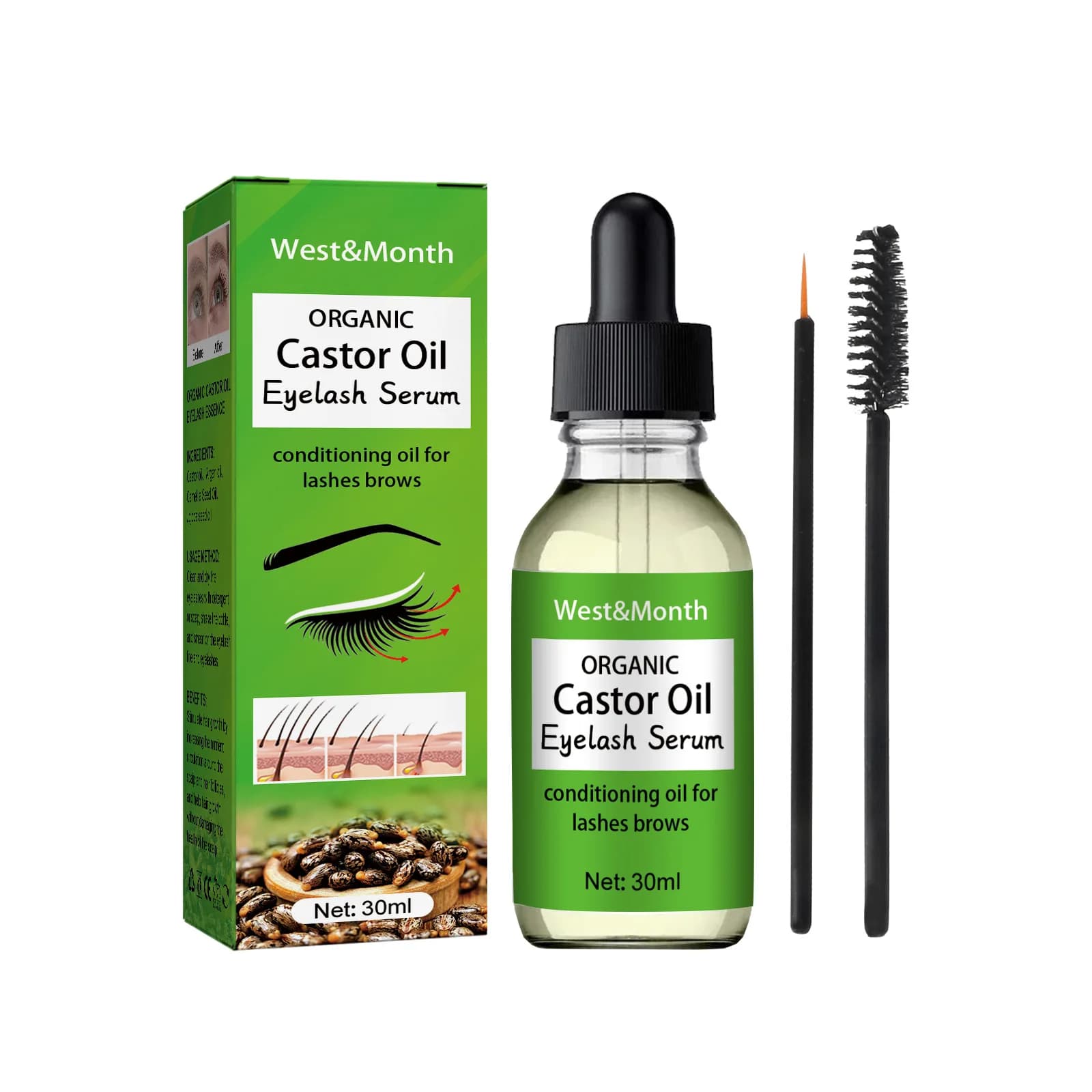 Huile de ricin pour extension de cils, croissance essentielle, optique, nourrissant, rehausseur, hyd