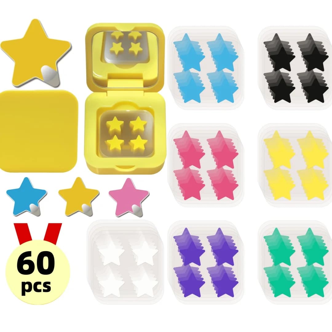 L'autocollant d'acné mini étoile en boîte de 60 pièces est doux et non irritant, avec son petit miro