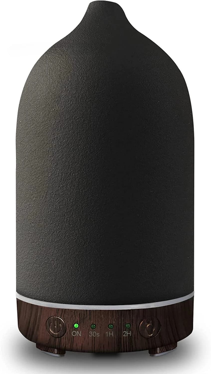 Diffuseur d'huiles essentielles en céramique, humidificateur d'aromathérapie ultrasonique avec lumiè