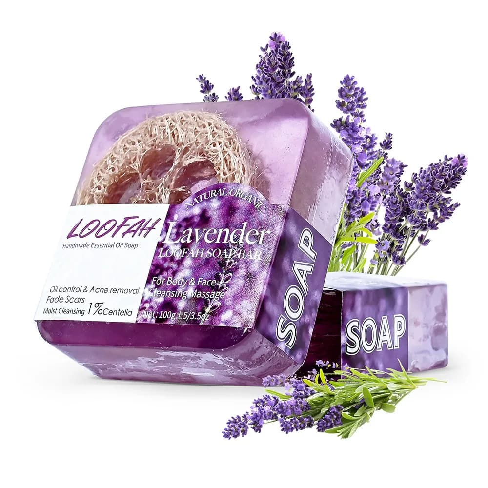 Savon Loofah à l'huile de lavande biologique, 100g, citron naturel, blanchissant, barre de lavage du