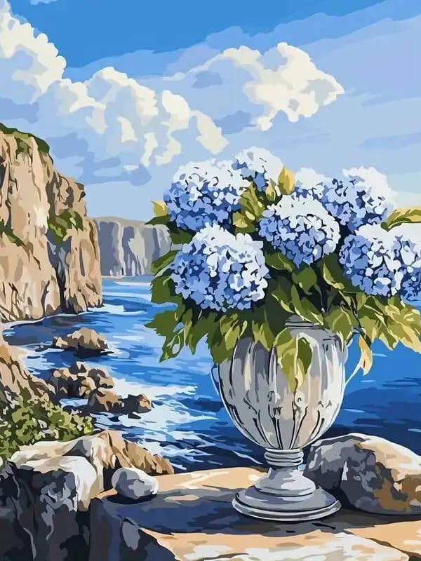 Peinture à l'huile par numéros fleur pivoine peinture numérique Vase Bouquet bricolage passe-temps a