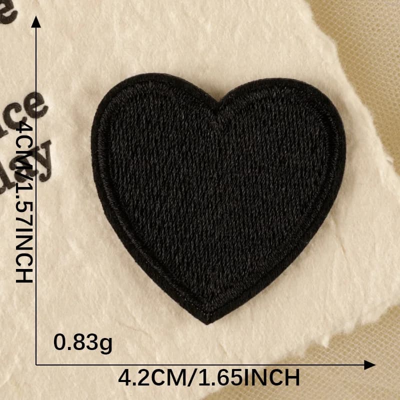 Patchs de badges à repasser en forme de cœur d'amour noir, pour bricolage, T-shirt, jean, sac à dos,