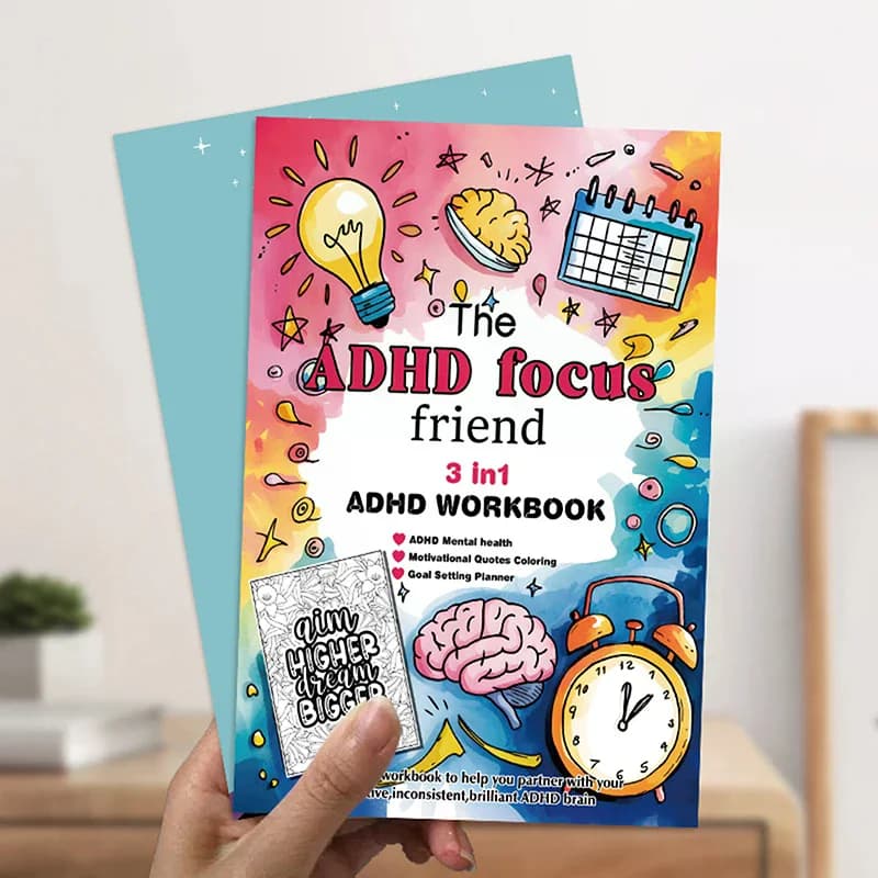 Le cahier d'exercices 3 en 1 pour le TDAH Focus Friend, planificateur d'objectifs de santé mentale a