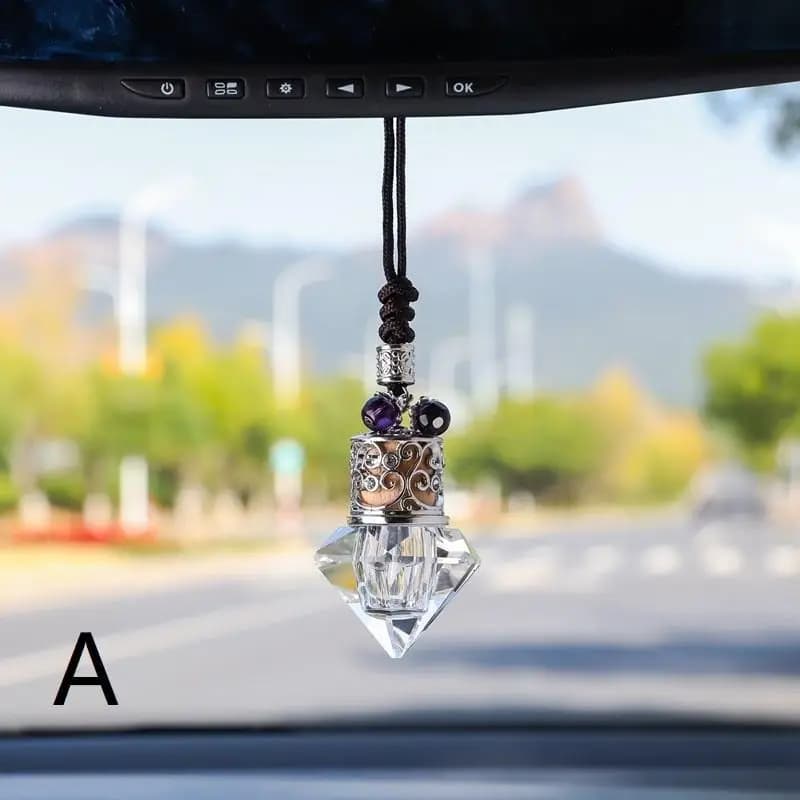 Diffuseur d'huiles essentielles portable pour voiture, pendentif suspendu, bouteille en verre rechar