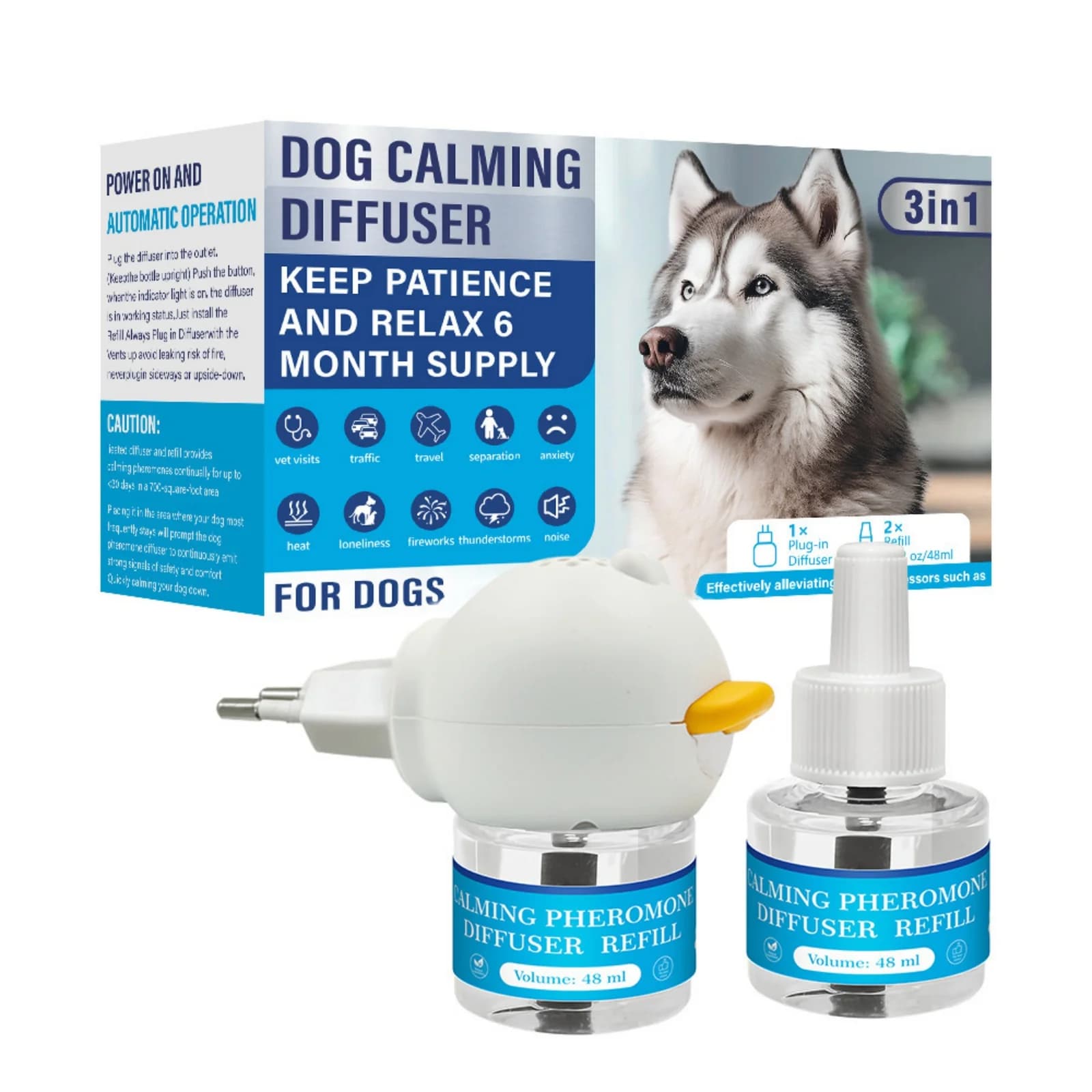 Diffuseur apaisant pour animaux de compagnie avec 2 liquides apaisants 3 en 1, phéromones pour anima