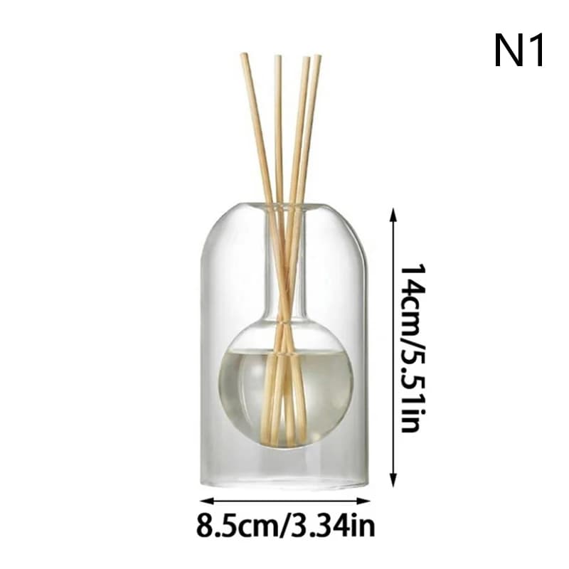 Bouteille diffuseur d'aromathérapie en verre pour huiles essentielles avec bâtonnets diffuseurs, con