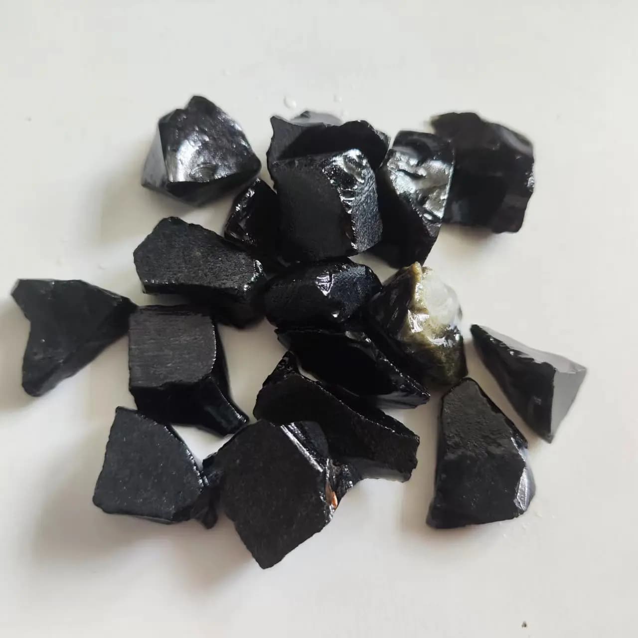 Pierre de Guérison en Obsidienne Noire Naturelle, Spécimen de Citrocoal et NapRock, Décoration Énerg
