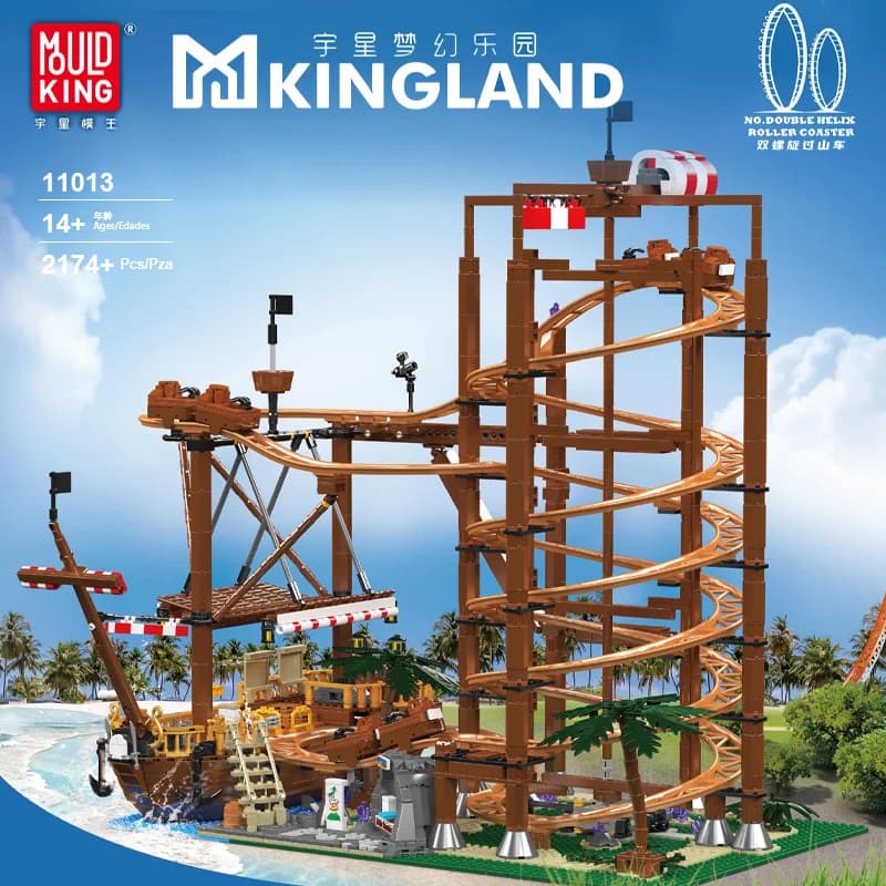 Mould King – grand parc d'attractions série 11013, montagnes russes à Double hélice, jouet à assembl