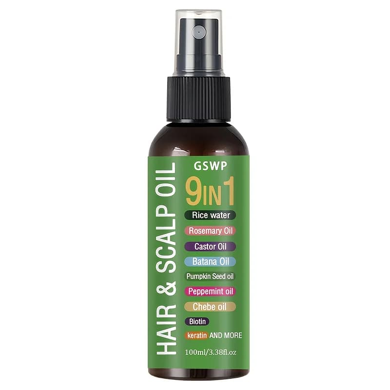 Huile capillaire GSWP 9-en-1, combat la sécheresse et la casse des cheveux, hydratation profonde, li