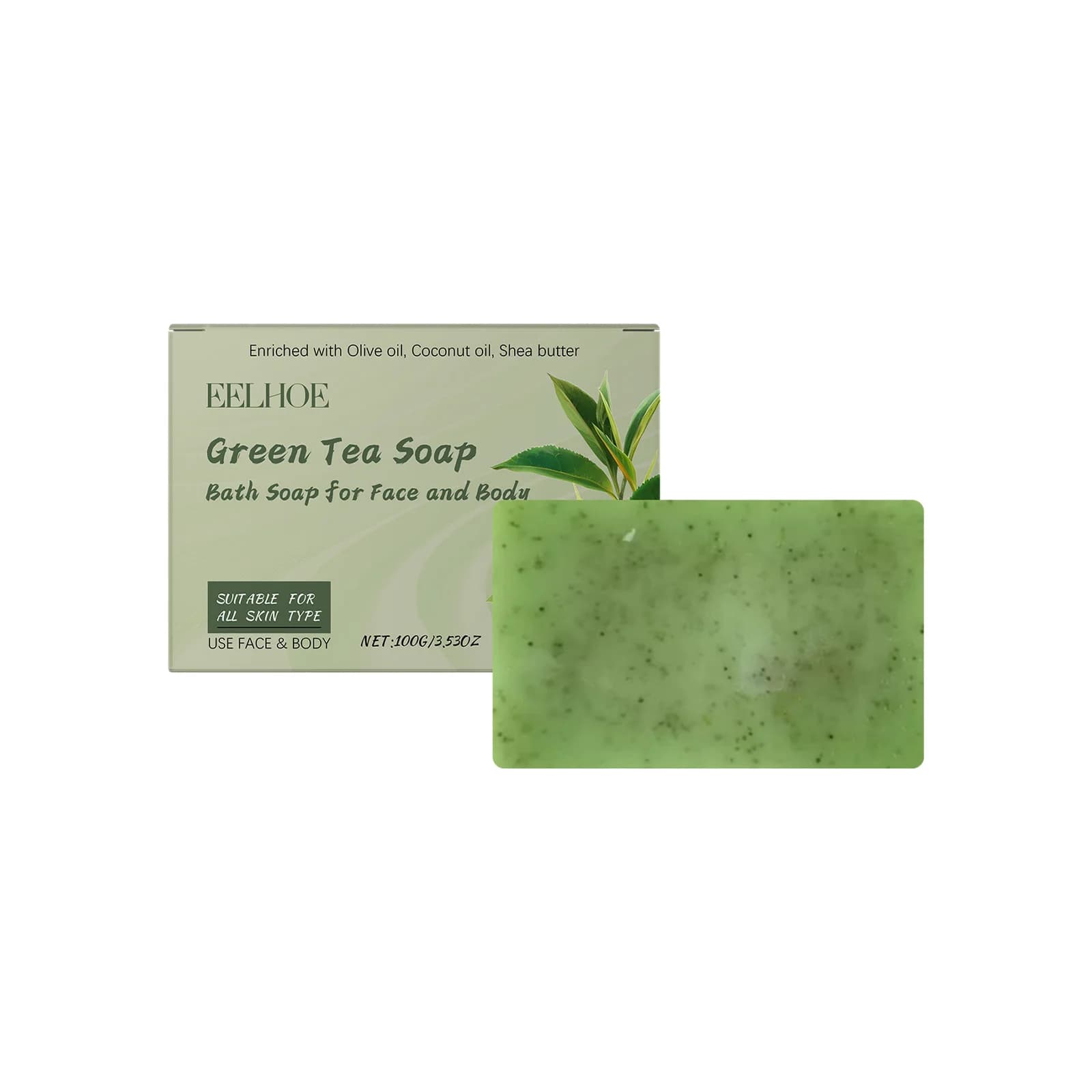 Savon au thé vert, contrôle de l'huile, réduit la sécheresse, élimine les peaux mortes, nettoyage en