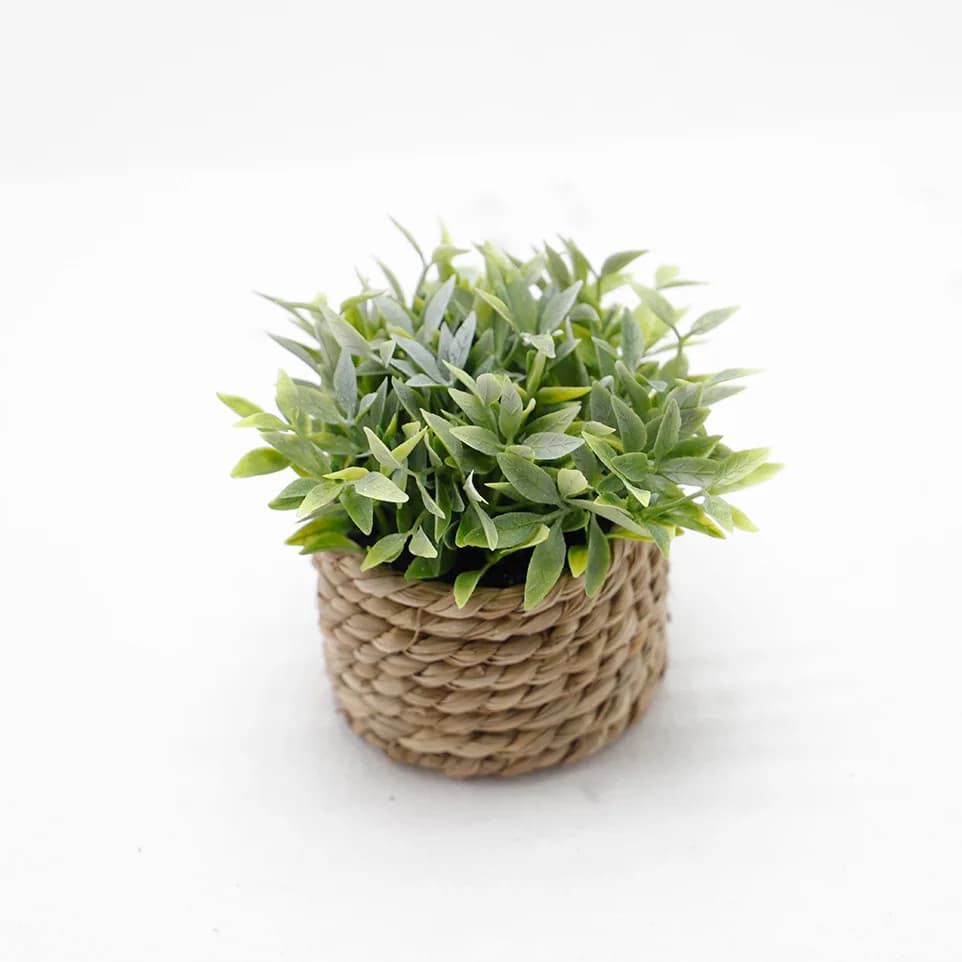 Plante artificielle verte en pot de 11 cm, herbe d'eucalyptus simulée, plantes en pot artificielles 