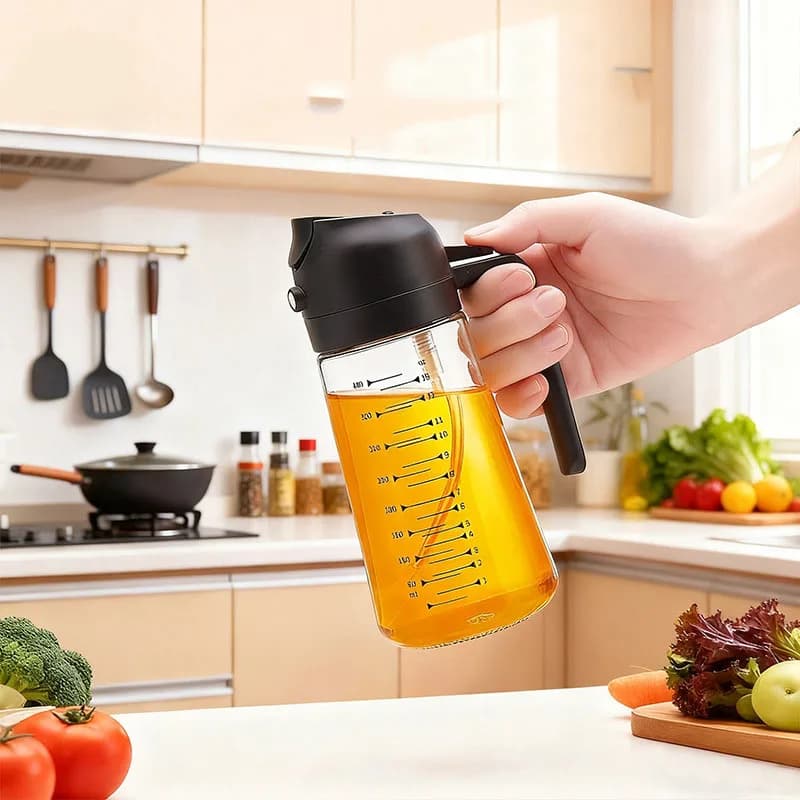 Pulvérisateur d'huile d'olive en verre de 16Oz/470Ml pour la cuisson – Bouteille distributrice d'hui