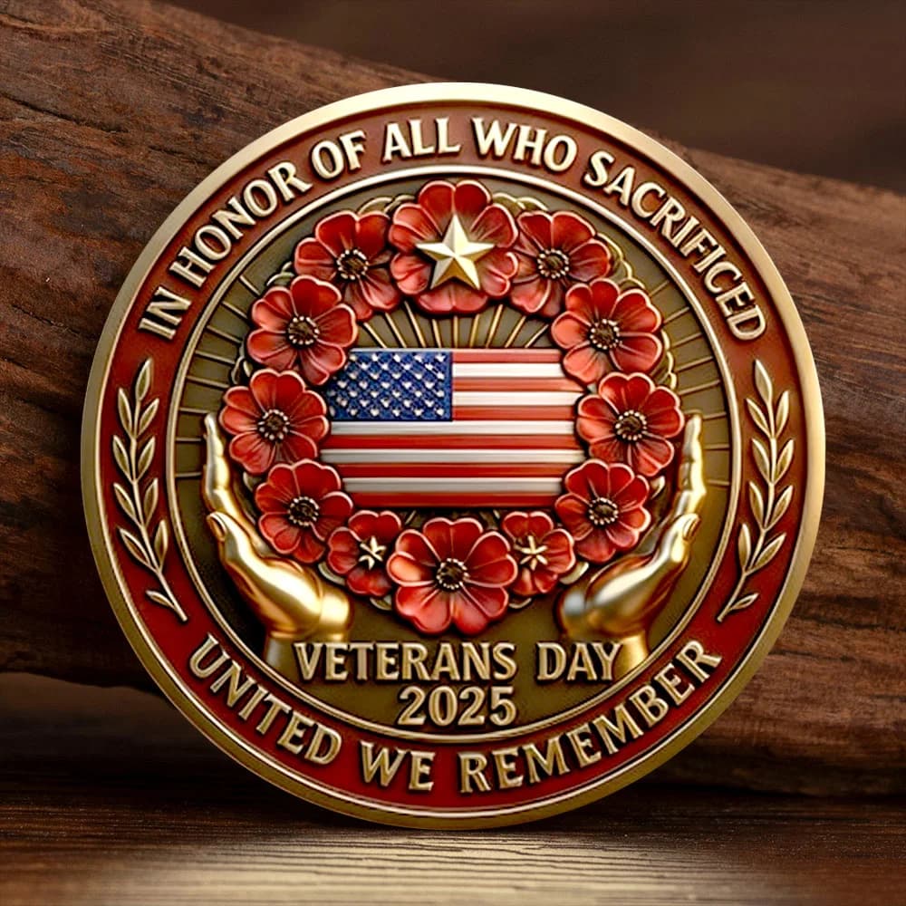 Pièce de monnaie souvenir 2D imprimée pour la Journée des Vétérans 2025, en l'honneur de tous ceux q