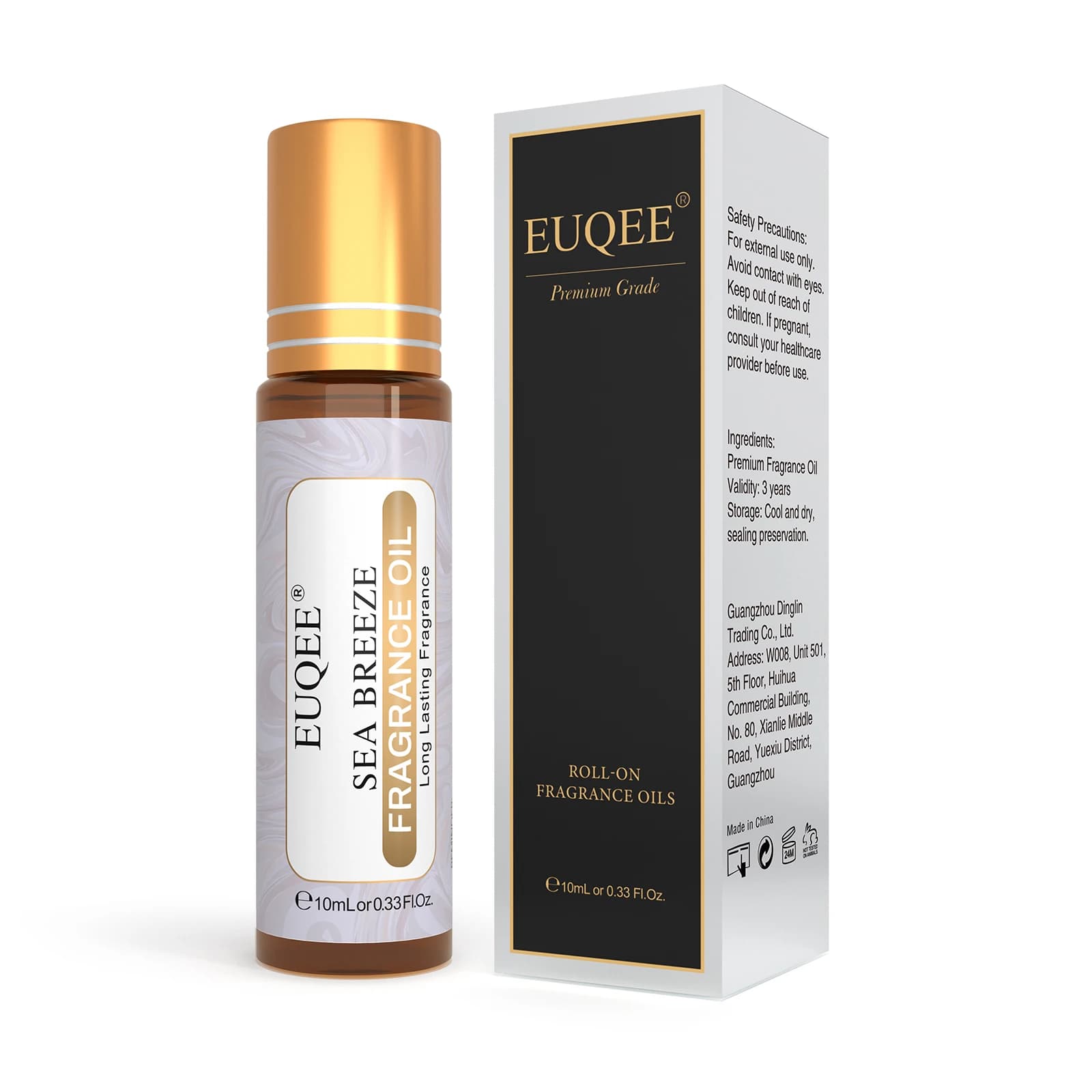 EUQEE 10ml huile parfumée à rouleau pour femmes-noix de coco vanille gomme à bulles cristal brillant