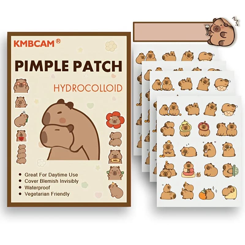 Patchs anti-boutons en forme de capybara, pour le visage - Sans parfum, sans parabène - Unisexe, con