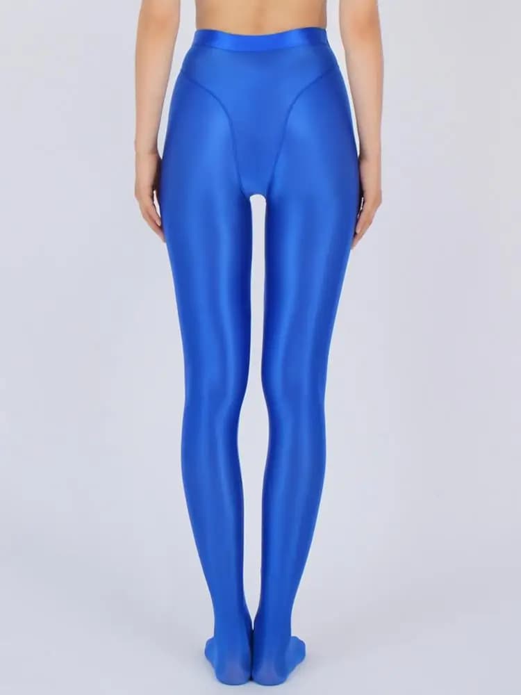 Sexy femmes mince transparent voir à travers taille haute Sexy serré soie brillant crayon pantalon h
