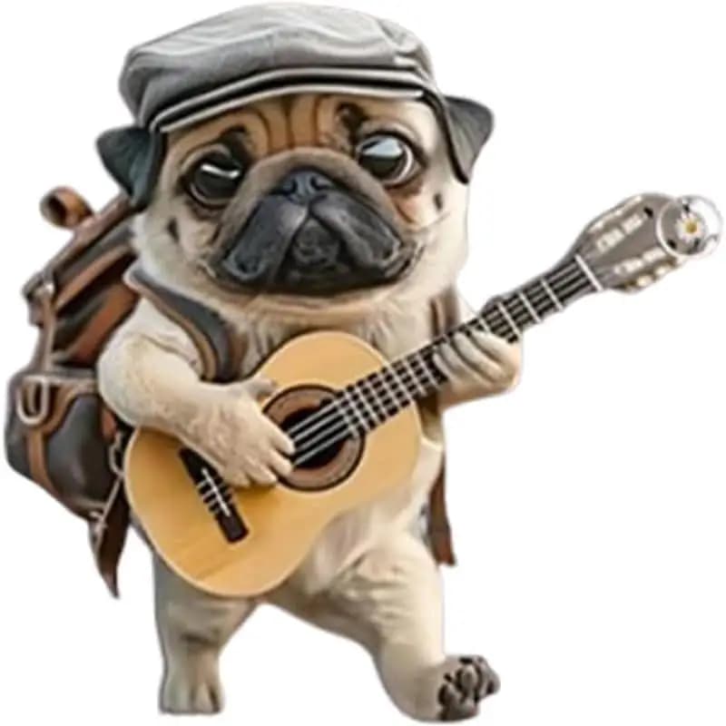 Diffuseur de parfum de ventilation de voiture en acrylique, carlin Adorable 2D, mignon chien d'halté