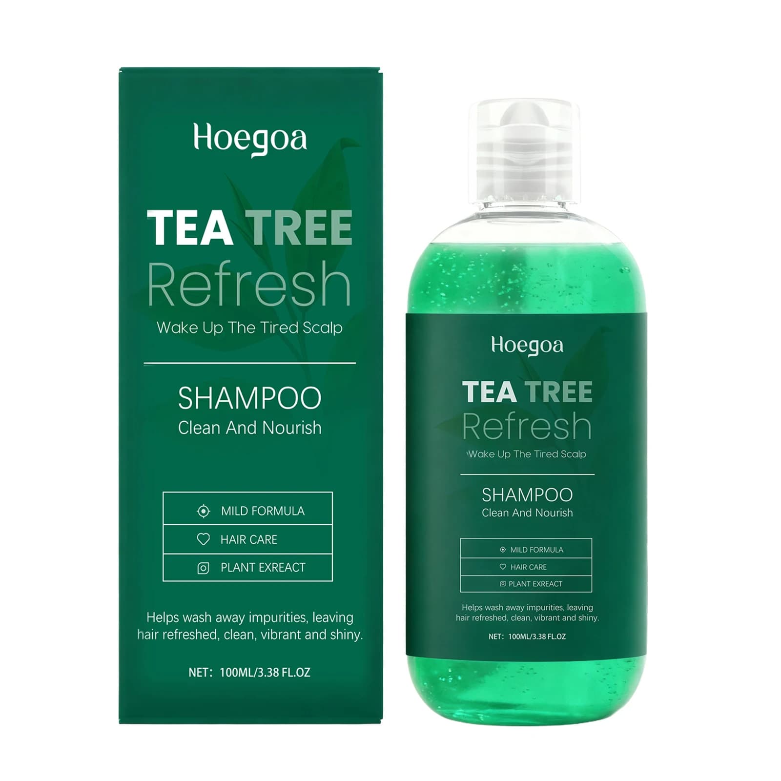 Shampooing rafraîchissant à l'huile d'arbre à thé, nettoyage en profondeur, nourrit le cuir chevelu,
