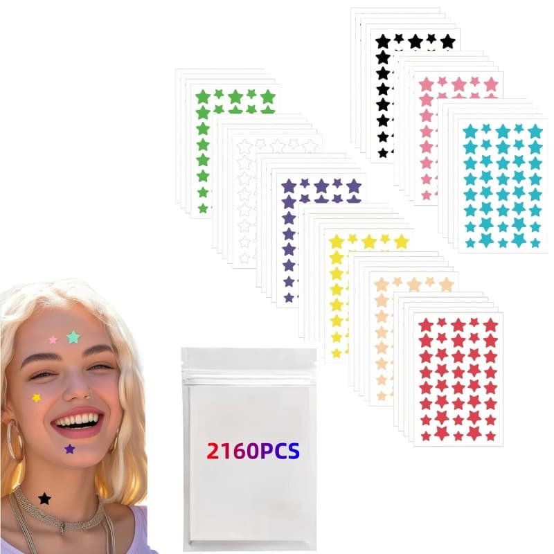 2160 autocollants anti-acné en forme d'étoile, grand format, pour soins de la peau et beauté, outil 