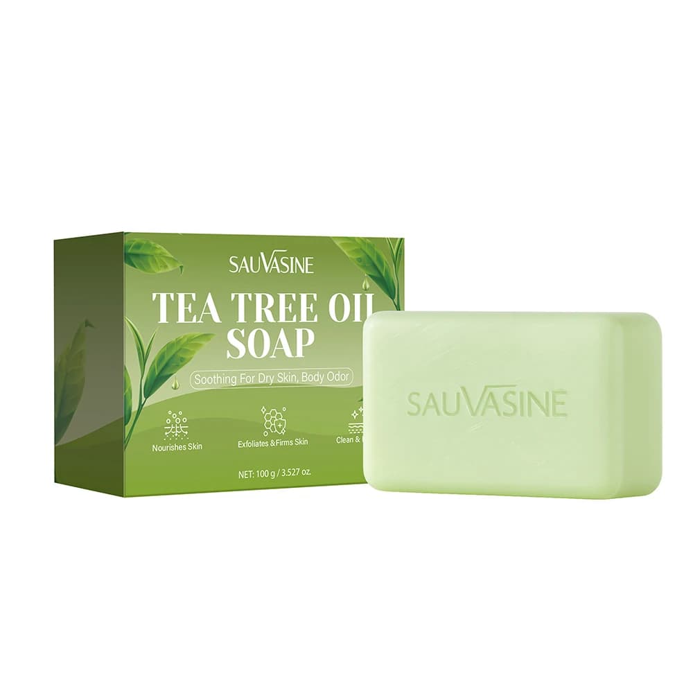Barre de savon à l'huile d'arbre à thé pour hommes et femmes, nettoyage en profondeur, apaisant pour