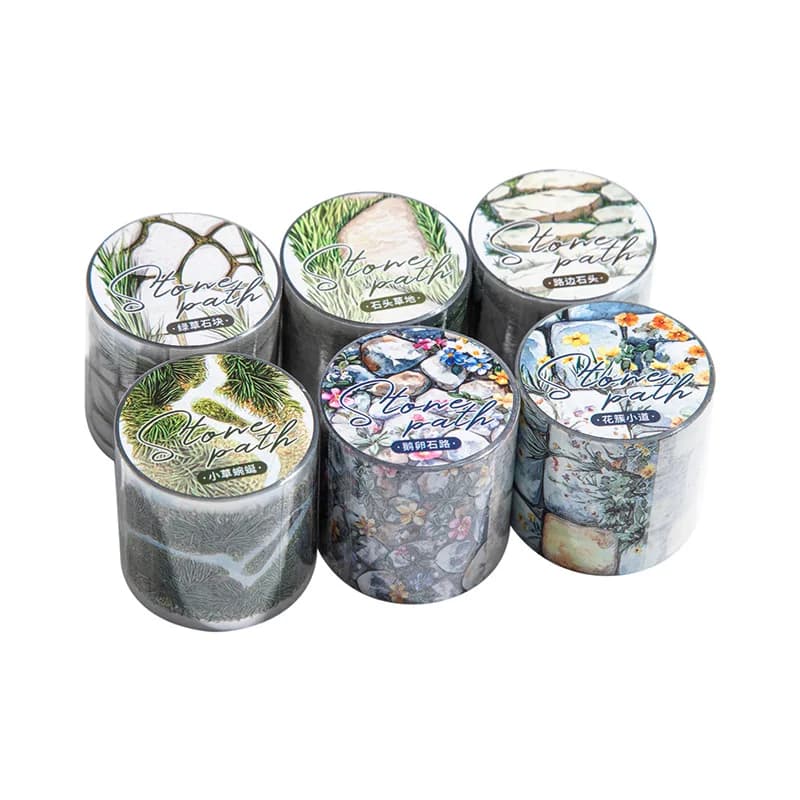 Ruban PET Série Chemin de Pierre 1 ou 2 Rouleaux – 6 Styles pour Journal, Scrapbooking, Décoration S