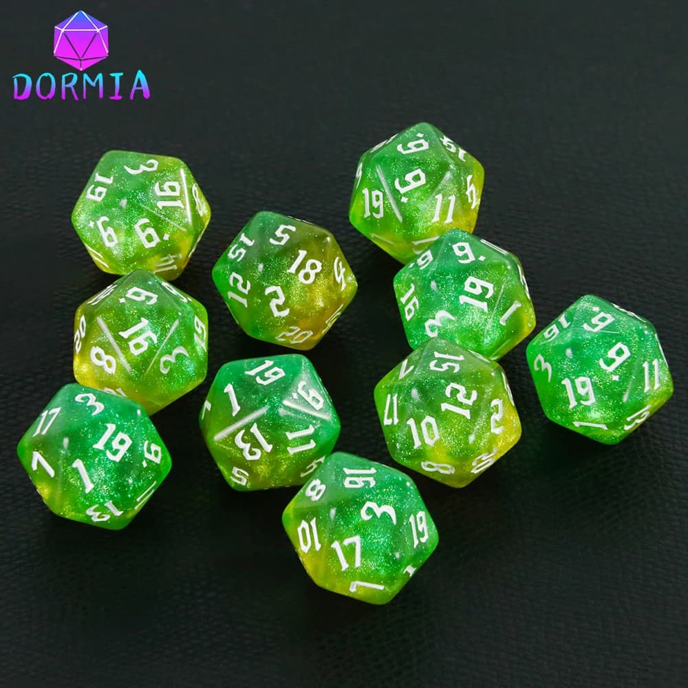 Dés polyédriques à 20 faces, couleurs mélangées, D20, incroyables dés à paillettes pour RPG, DND, en