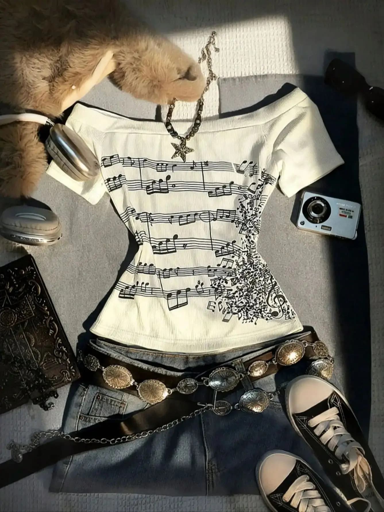 T-Shirt rétro à manches longues et épaules dénudées pour femmes, ajusté, orné d'une impression de no