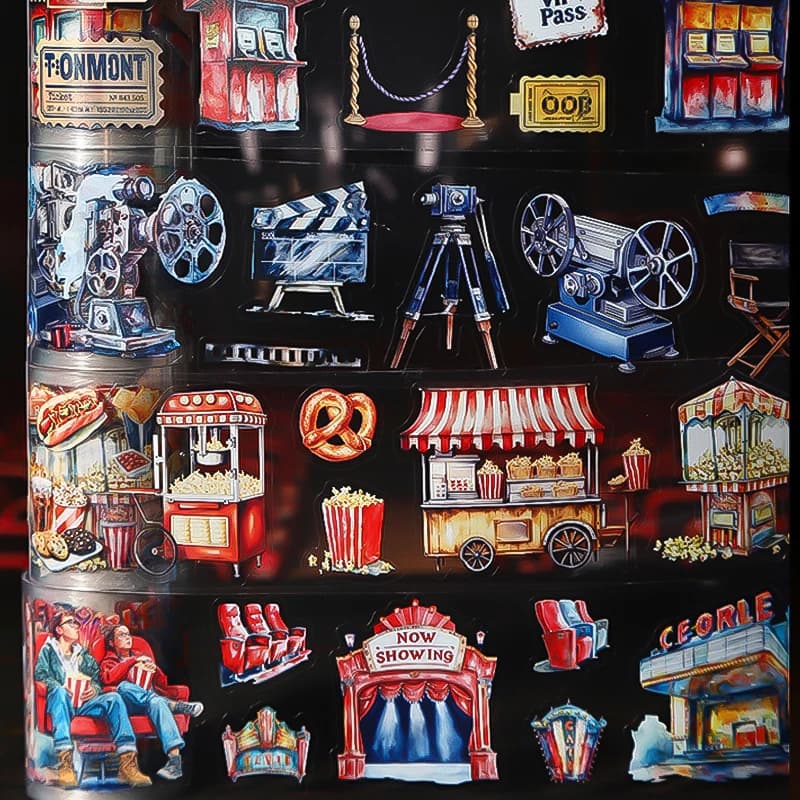 4 rouleaux de ruban adhésif Washi sur le thème du cinéma américain vintage, idéal pour le scrapbooki