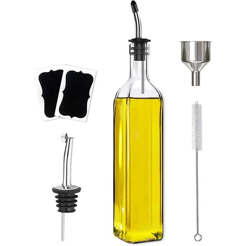 Bouteille distributrice d'huile d'olive, distributeur d'huile d'olive en verre et distributeur de vi