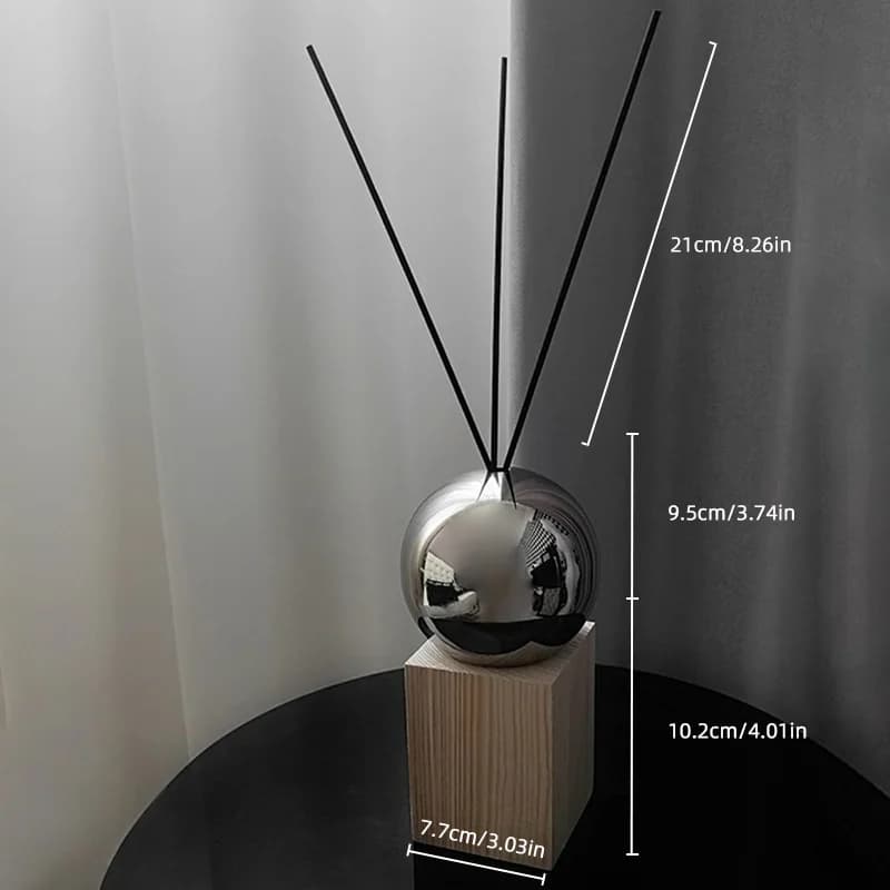 Diffuseur d'huiles essentielles sans flamme, base en bois massif et acier inoxydable 304, décoration