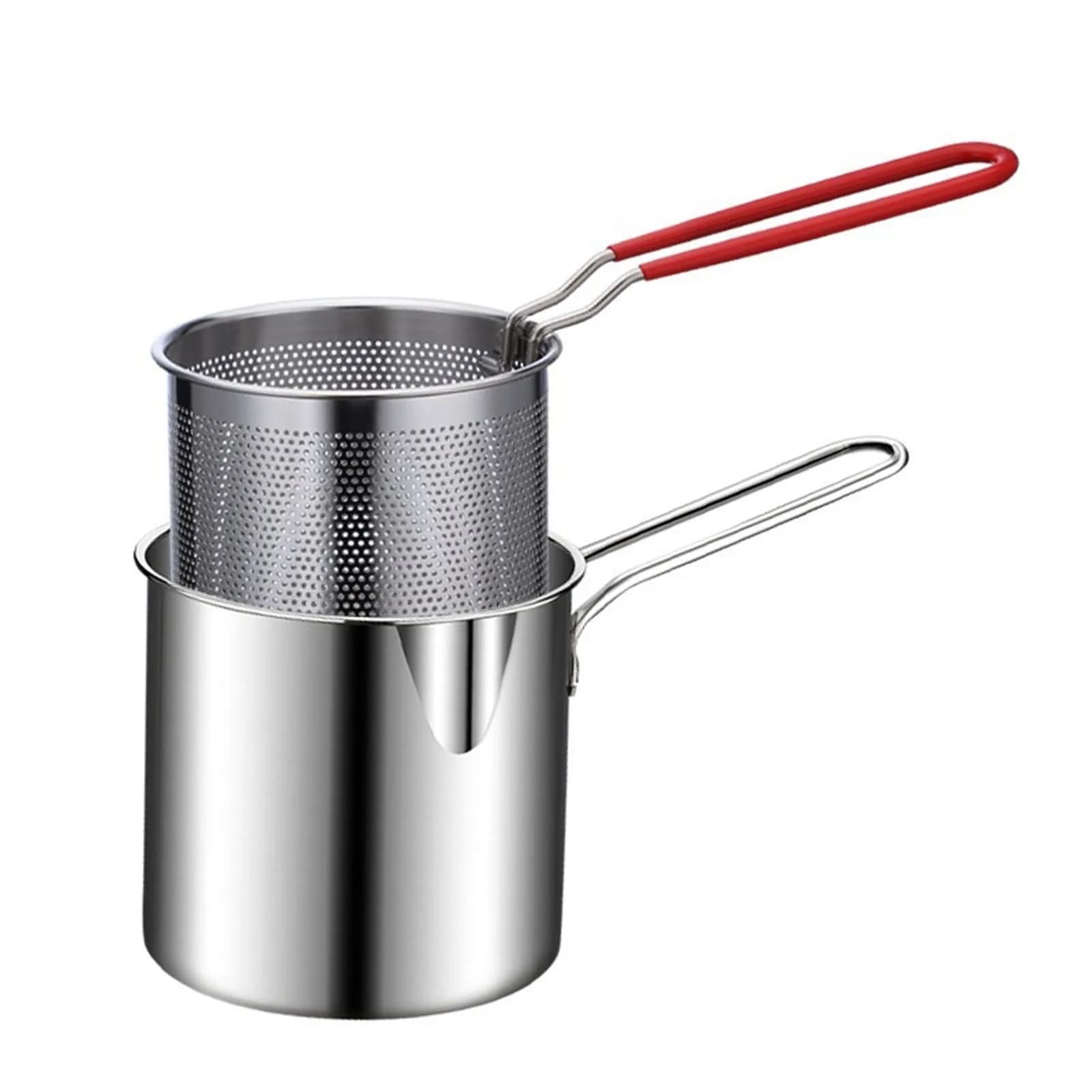 Friteuse pratique domestique en acier inoxydable, petite brochette et passoire, Mini en forme de cui