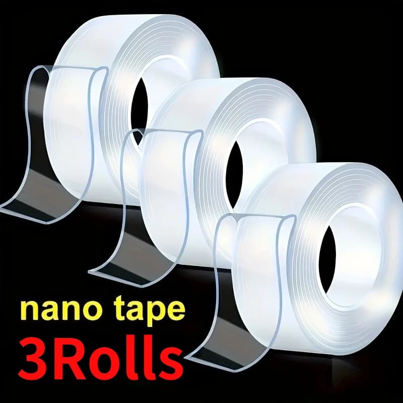 Ruban adhésif nano double face puissant, réutilisable, sans résidus et lavable. Convient pour la mai