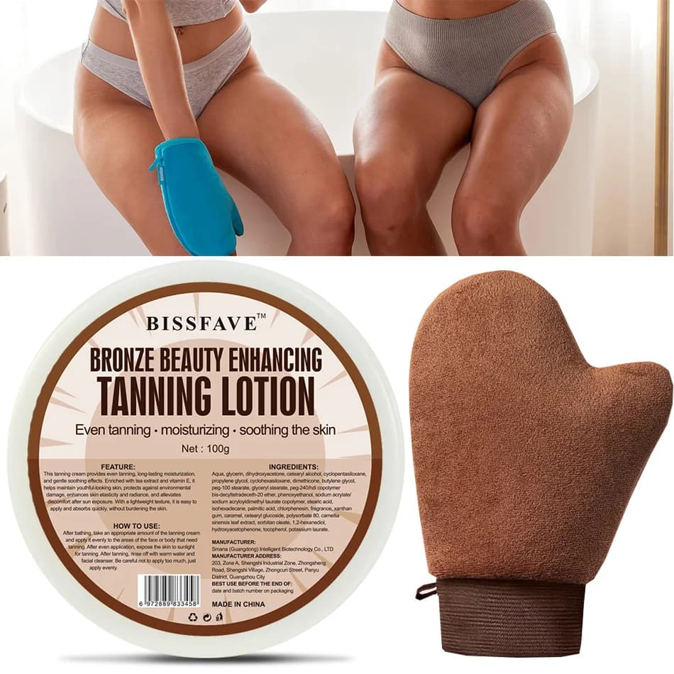 Crème Autobronzante Rapide pour le Corps et le Visage, Faux Bronzage, Maquillage de Solarium, Fond d
