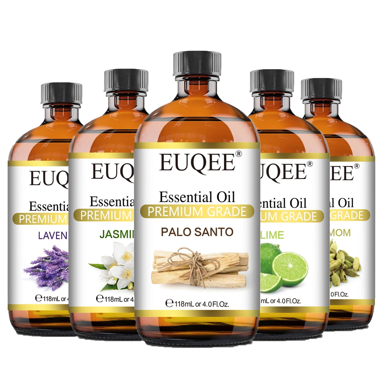 EUQEE 118ML huiles essentielles végétales pour diffuseur Palo Santo Cardamome bleu Tansy noix de mus