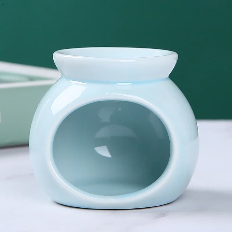 Mini Bougeoir en Porcelaine, Brûleur d'Arôme, Huile Essentielle, Document Solide, Artisanat en Céram