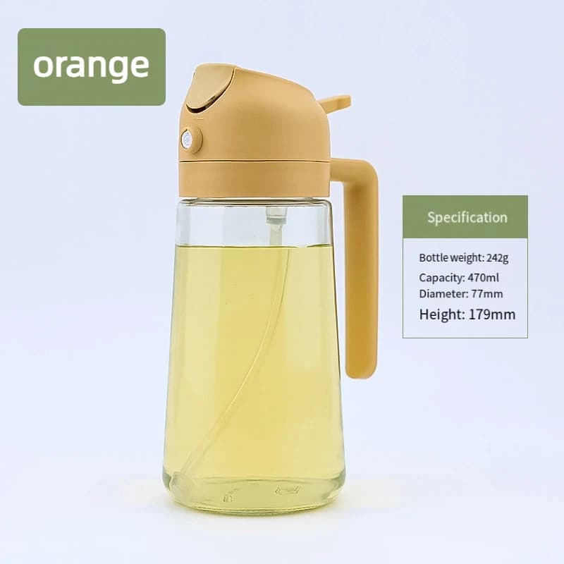 Bouteille pulvérisateur d'huile d'olive en verre 600 ml, pulvérisation et versement deux-en-un, idéa