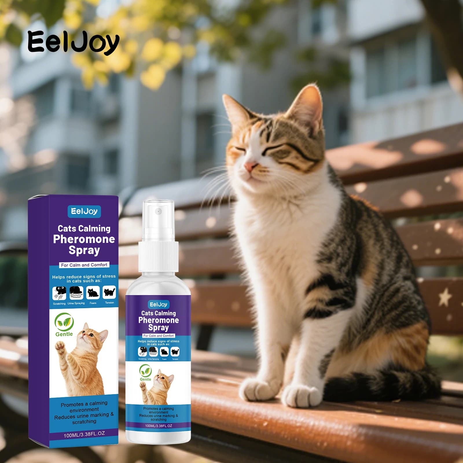 Spray apaisant aux phéromones pour chats : Réduit l'anxiété et le stress, calme et prévient les grif