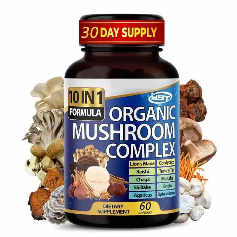 Complément alimentaire aux champignons haute puissance 10 en 1 : Crinière de lion, Cordyceps sinensi