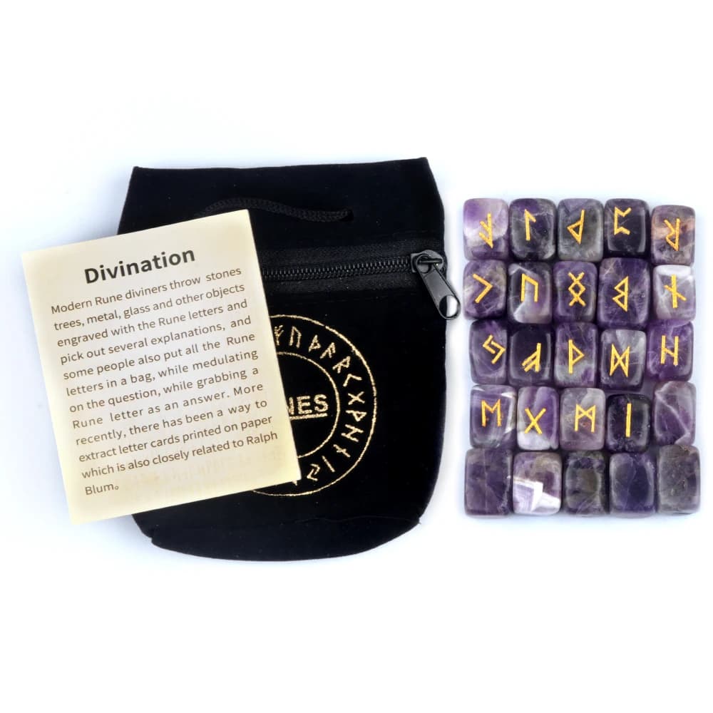 Ensemble de Runes de Sorcières avec Sac de Rangement, Clip Naturel Agat, Radiesthésie, Méditation, É