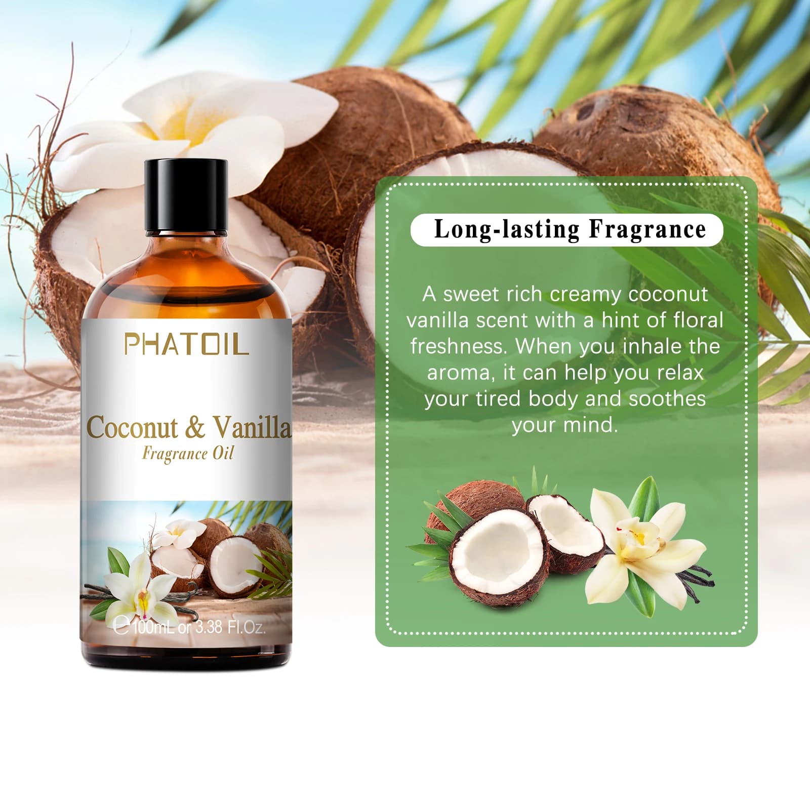 PHATOIL 100ML huile de parfum de fruits pour diffuseur d'arôme bougies fabrication de savon noix de 