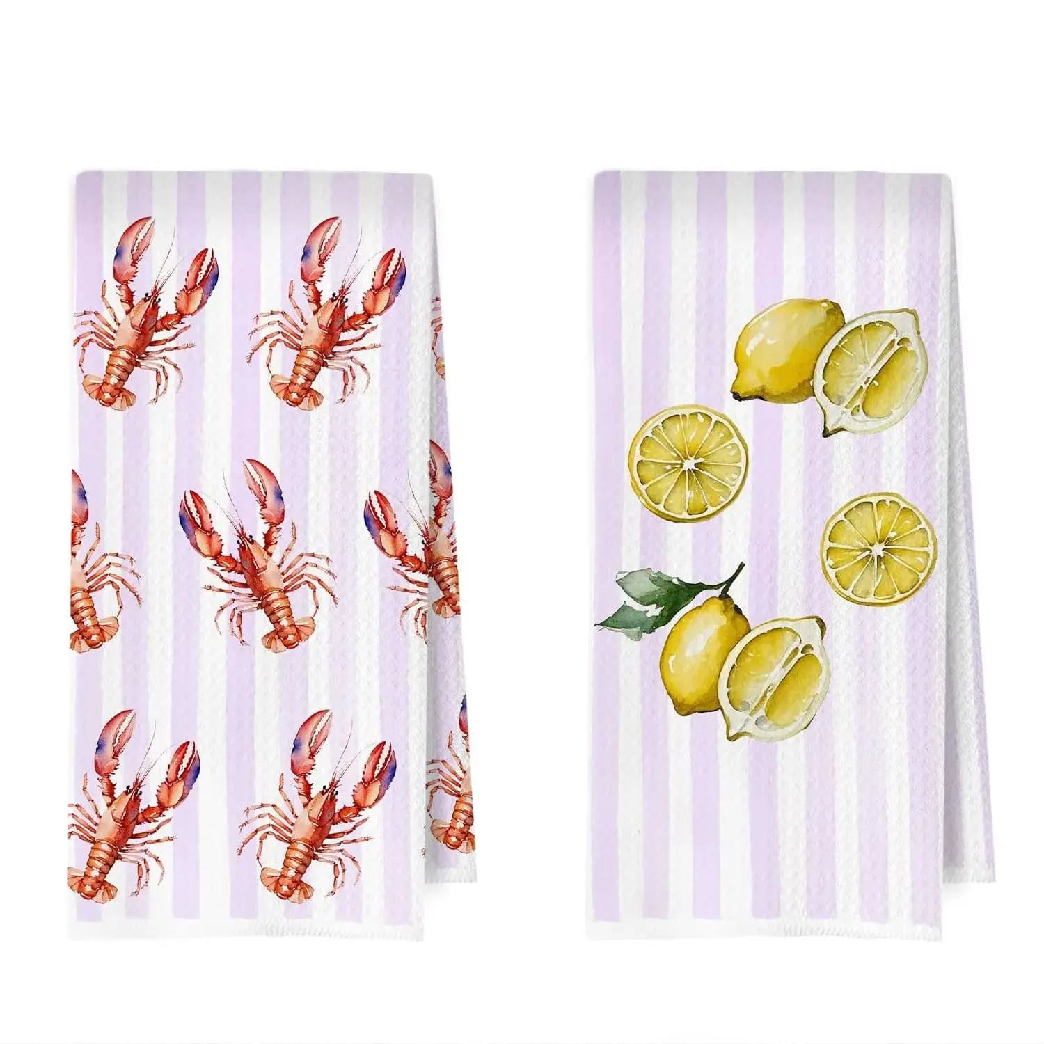 Ensemble de serviettes de cuisine au citron homard-torchons décoratifs en forme de gaufre d'écreviss