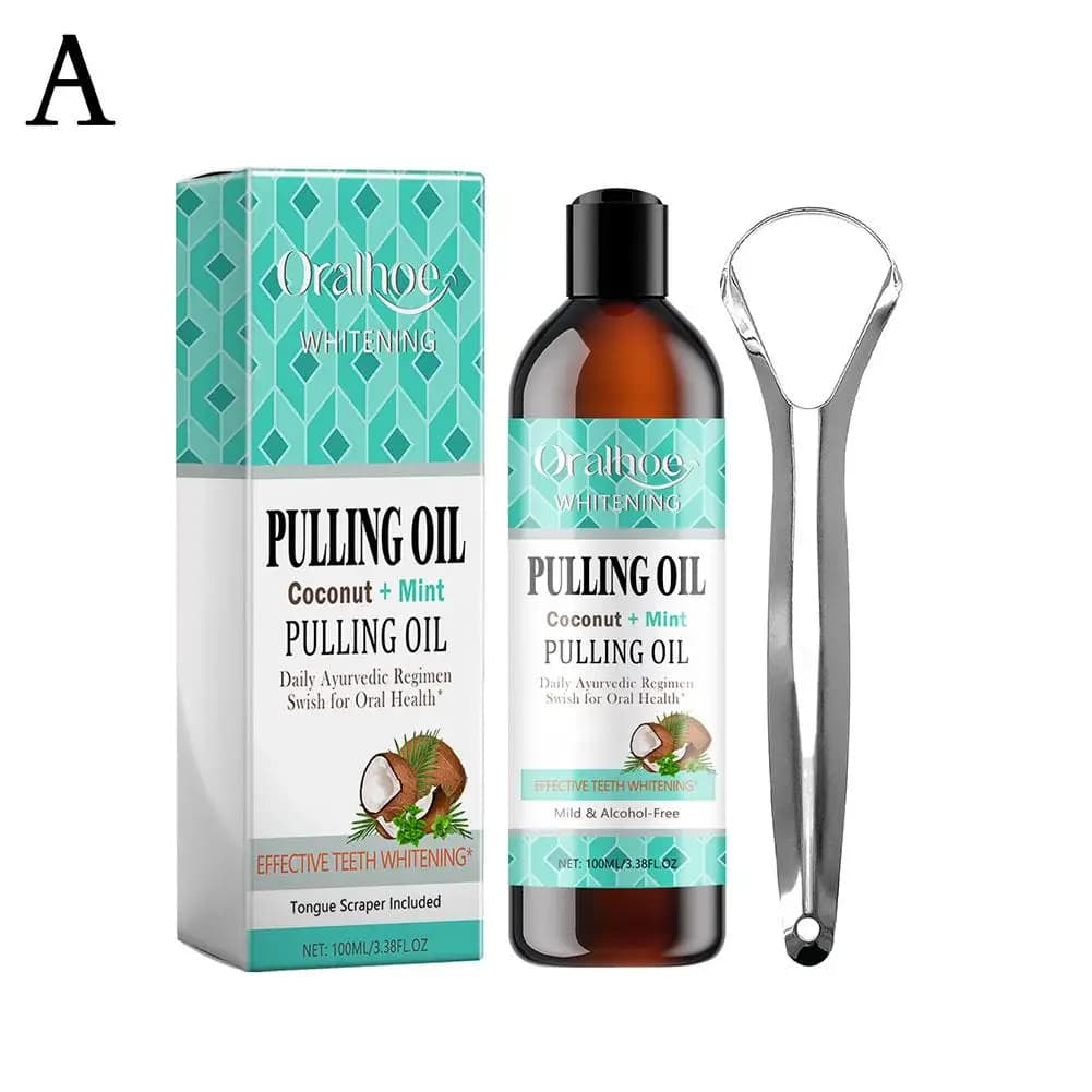 Huile de traction de noix de coco et de menthe, bain de bouche, sans alcool, blanchiment des dents, 