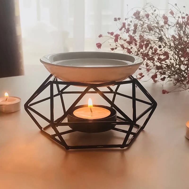 Brûleur d'huile aromatique pour brûleur cire, brûleur d'huile géométrique pour huile essentielle, li