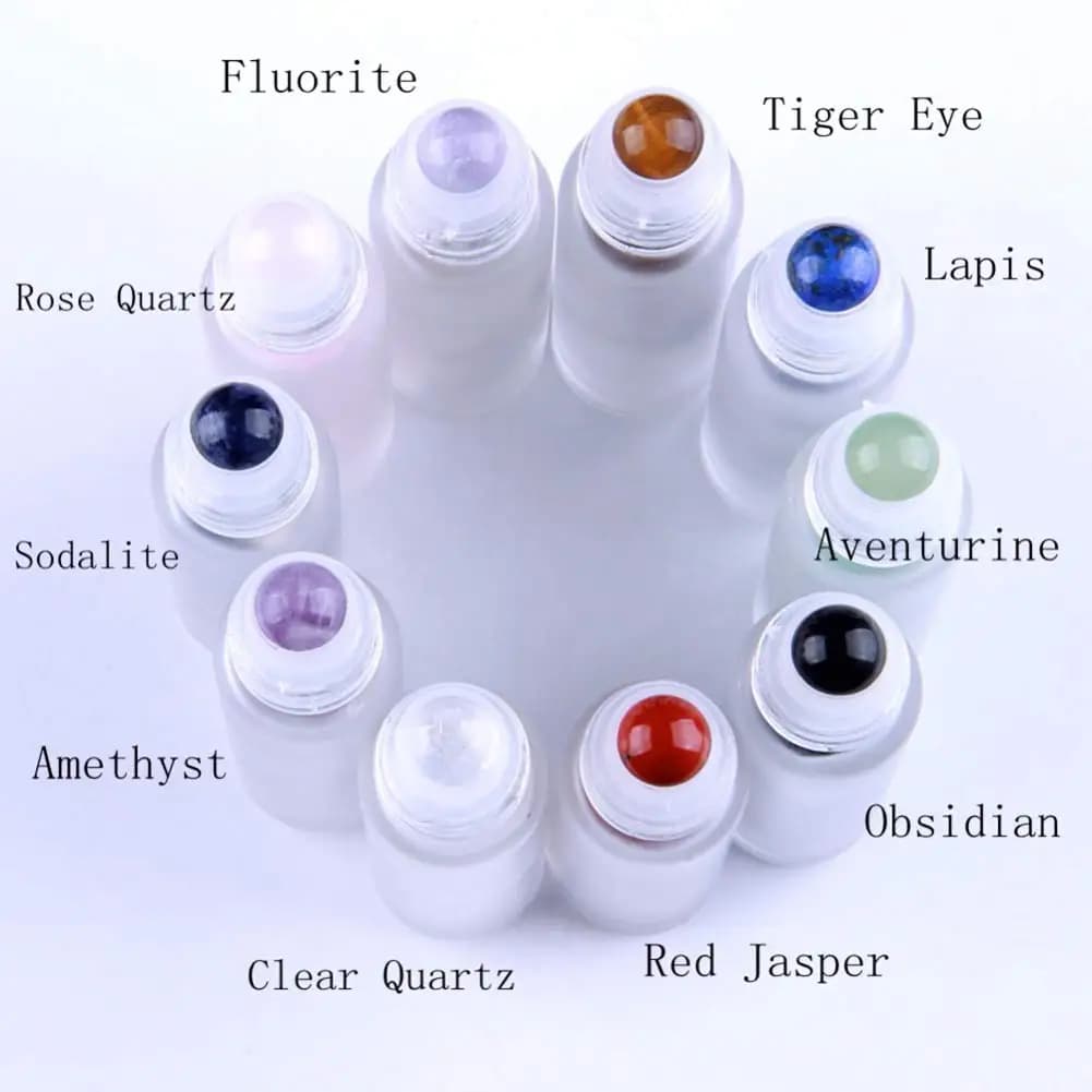 Boules à roulettes en pierres précieuses naturelles, 10 pièces, pour huiles essentielles, bouteilles