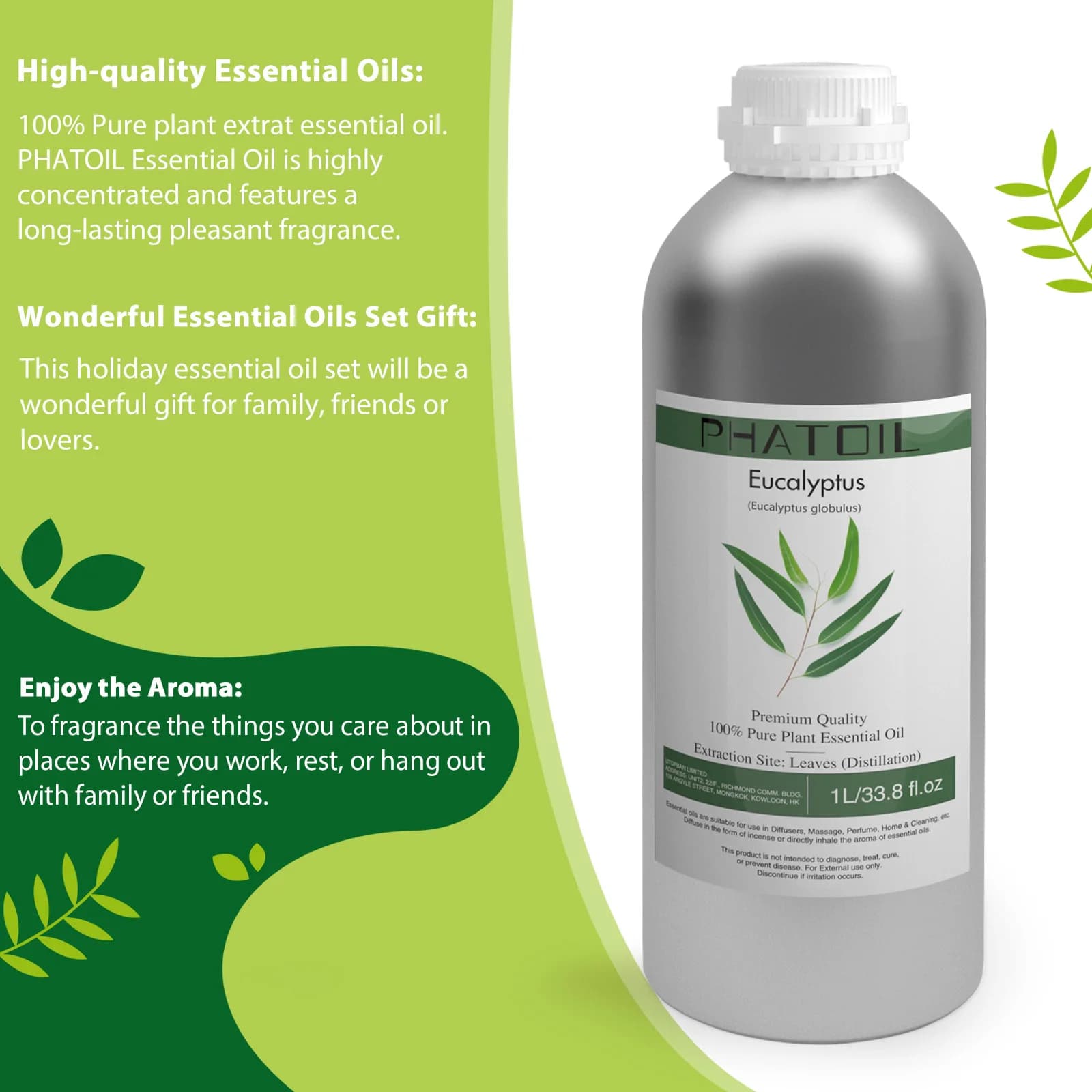 PHATOIL 1000ML huiles essentielles végétales pures vanille pour humidificateur diffuseur d'arôme hui