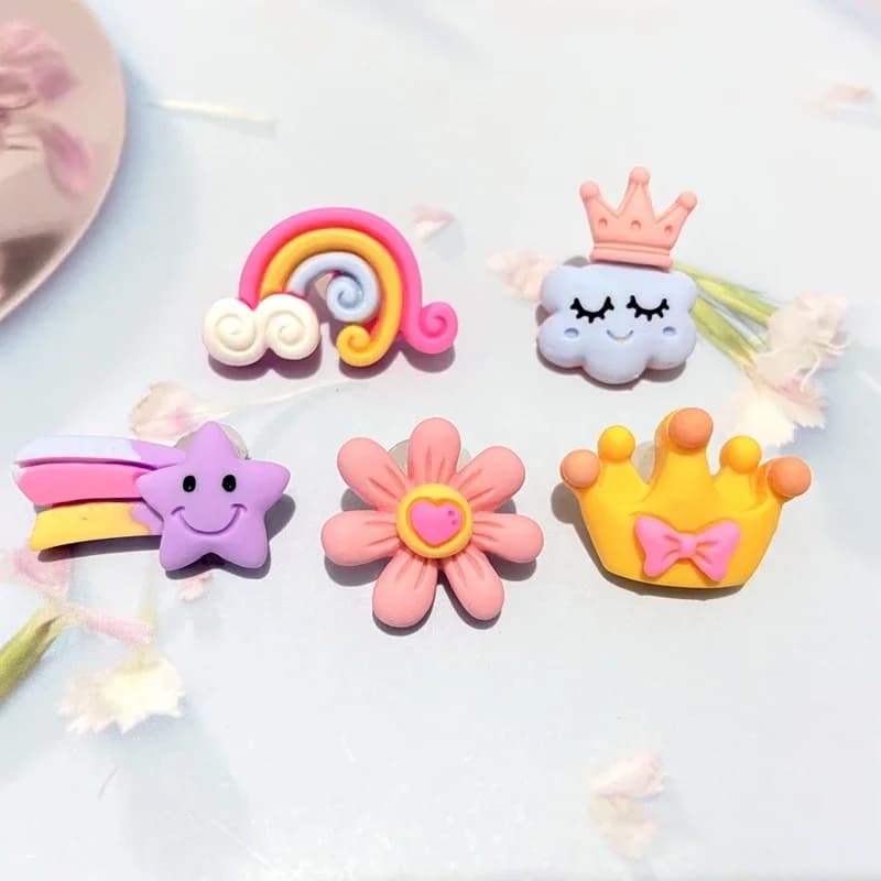 10 pièces arc-en-ciel fleur couronne nuage mignon planaire résine bricolage artisanat fournitures co