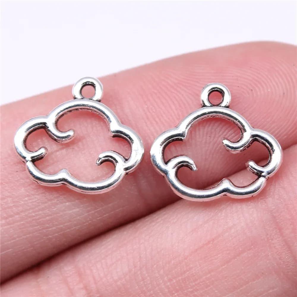Breloques Tibétaines en Forme de Nuage pour Bijoux, Antique, en Argent, pour Document, DIY, Fait à l