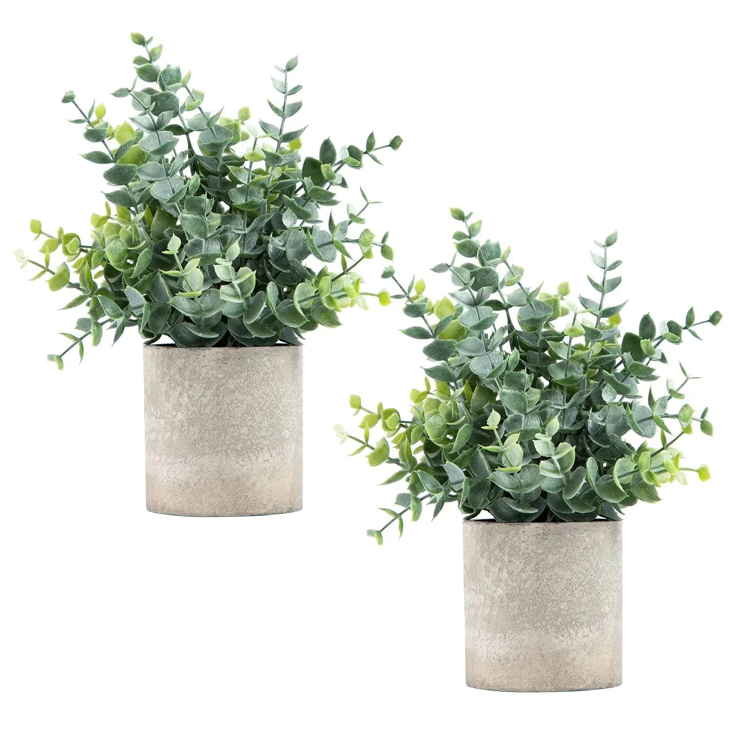 Paquet de 2 petites fausses plantes d'eucalyptus plantes artificielles en pot pour étagère bureau ma