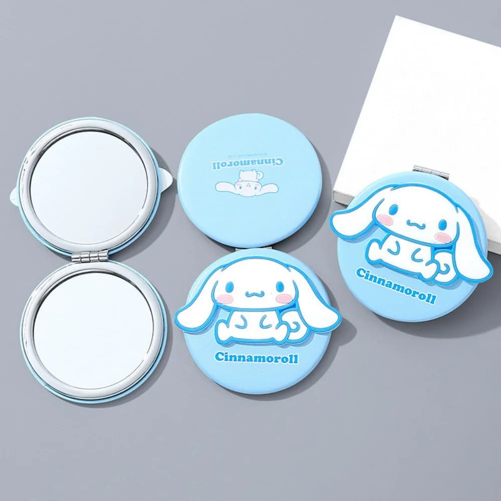 Miroir de voyage compact Sanrio Cinnamoroll Melody, miroir double face, miroir de maquillage portabl